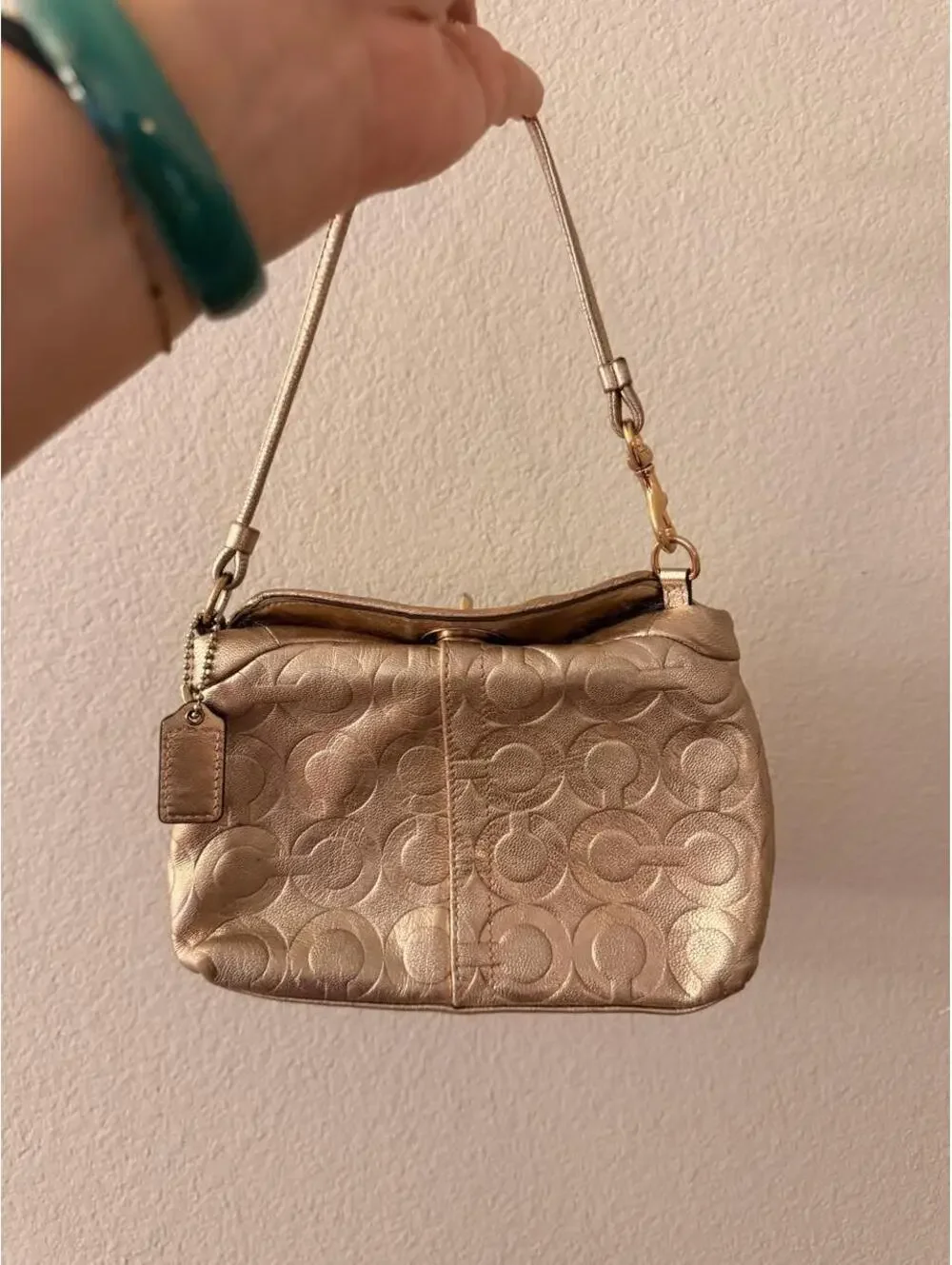 Vintage Rose Gold Coach Turnlock Wristlet